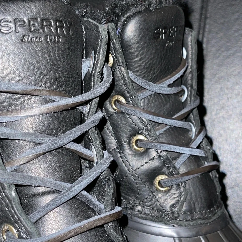 SPERRY Women’s 6.5 Saltwater Winter Lux Boots Black Wool Thinsulate 84618 NWOB